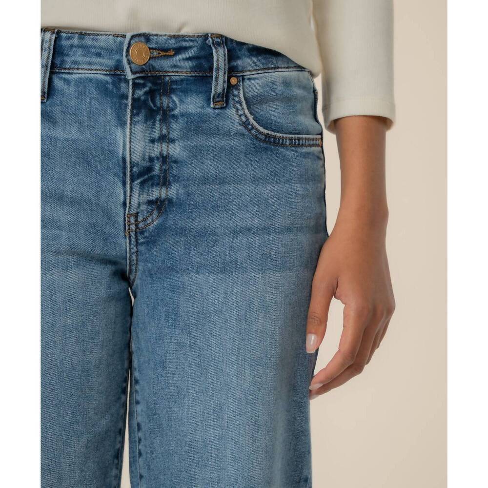 NEW KUT FROM THE KLOTH charlotte high rise wide leg jeans with raw hem in star - Picture 5 of 7